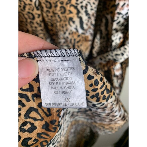 Vintage Satin Robe Bed of Roses Animal Print Y2K Sexy Lingerie Women's Size 1X - Picture 4 of 4